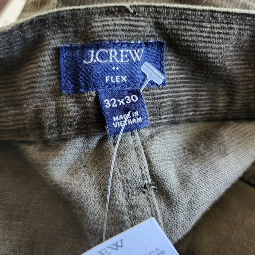 J.Crew Flex Straight Fit Corduroy Pants Mens 32X30 Olive Drab Green NWT